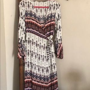 Boho Fall Long Sleeve Maxi Wrap Dress